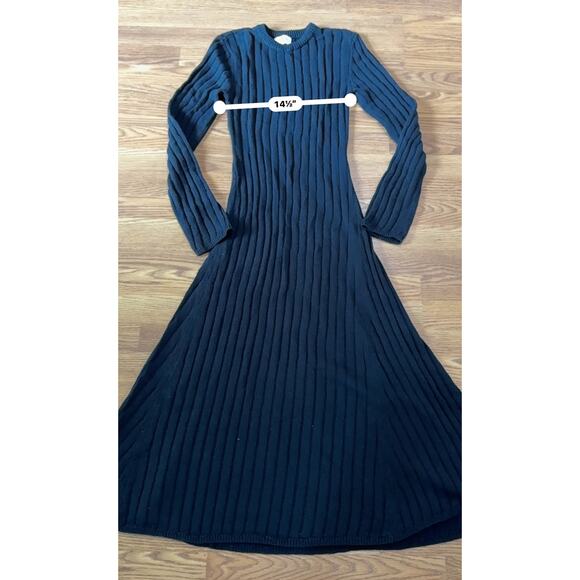 DISSH Ada Midi in Black Long Sleeve Stretch Ribbed Knit Stretch Dress XL - Picture 4 of 12